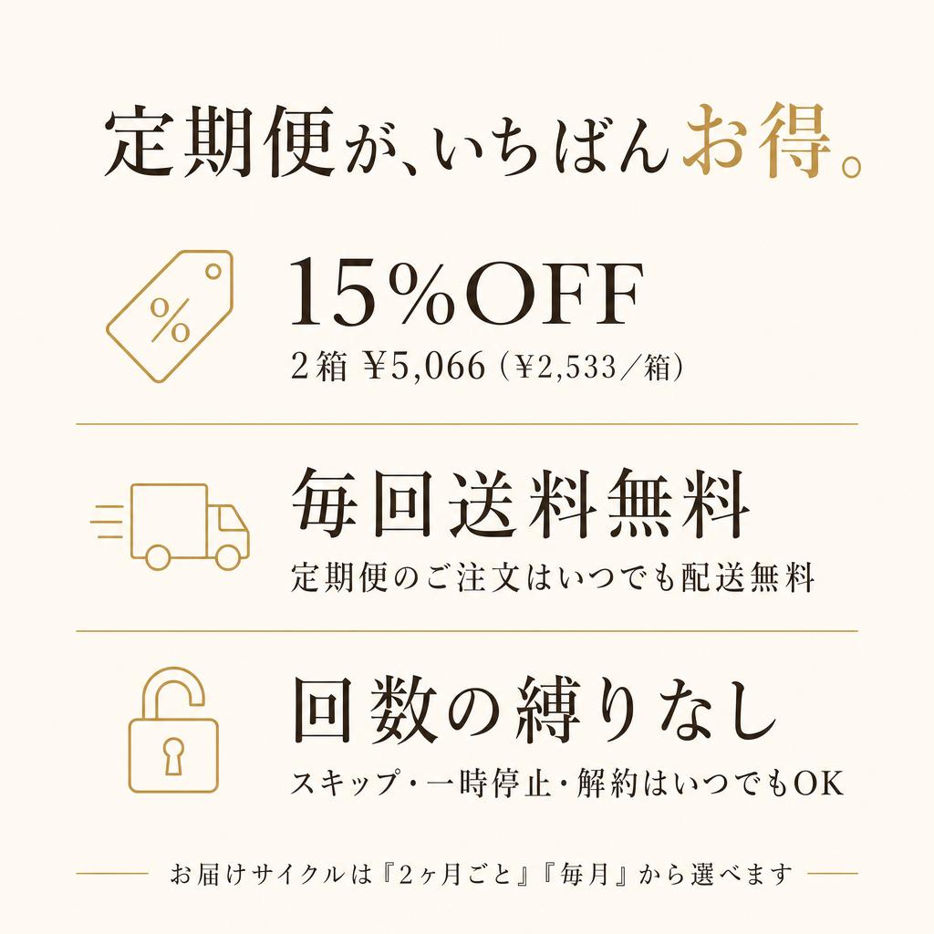 定期便がいちばんお得 — 15%OFF・毎回送料無料・縛りなし